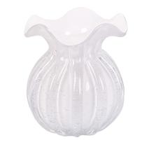 Vaso de Vidro Murano Flor Plantas Arranjos Branco Leitoso Trouxinha 10x11cm Lemis