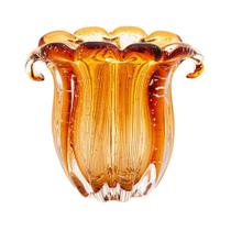 Vaso de Vidro Murano Italy Ambar Lyor 17x14x16,5cm