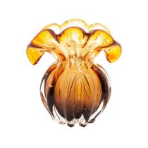 Vaso de Vidro Murano Italy Âmbar Marom Lyor 13,5x11x14cm