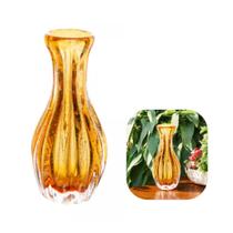 Vaso de Vidro Murano Italy Dourado 18x8cm Decoração Wolff Premium