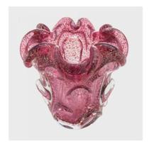 Vaso de vidro murano italy rosa E dourado lyor 15x16cm