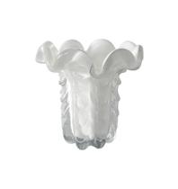 Vaso De Vidro Murano Torcello 14,5X14,5X14Cm Branco Leitoso