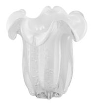 Vaso de Vidro Murano Veneza 16x16x16cm Branco Leitoso