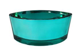 Vaso de Vidro Pequeno Azul Metálico Losango para Casa 11cm