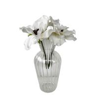 Vaso de vidro pequeno decorativo plissado com flor branca - Dünne It