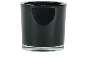 VASO DE VIDRO POLONES CILINDRICO PRETO 14cm