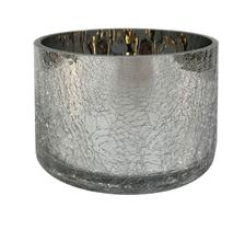 Vaso de Vidro Prata Craquelado Castiçal para Casa 10cm