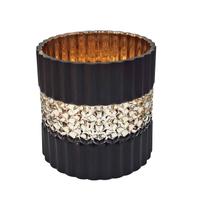 Vaso de Vidro Preto Fosco Gold Decorativo para Casa 14cm Vaso de Vidro Preto Fosco Gold Decorativo para Casa 14cm