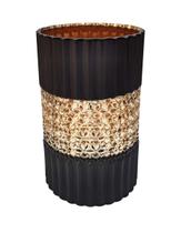 Vaso de Vidro Preto Fosco Gold Decorativo para Casa 20cm