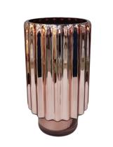 Vaso de Vidro Rose Metálico Alto Decorativo p/ Casa 30cm