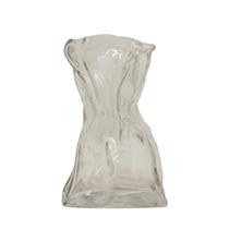 Vaso de Vidro Saco Amassado Transparente 11 x 12 x 22cm