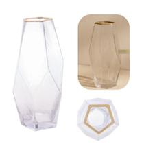 Vaso de Vidro Taj Wolff com Borda Dourada 13x28cm Arranjos e Mesa Posta Vaso de Vidro Taj Wolff com Borda Dourada 13x28cm Arranjos e Mesa Posta