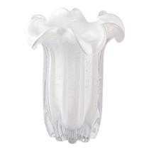 Vaso de vidro tipo murano branco leitoso veneza 19x19x24