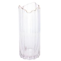 Vaso de Vidro Transparente com Borda Dourada para Flores Arranjos Plantas 10x25cm Wolff