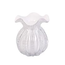 Vaso de Vidro Trouxinha Branco Leitoso Veneza MEK 12x14cm
