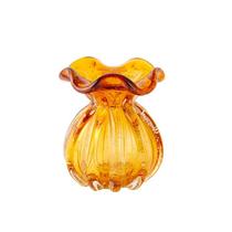 Vaso De Vidro Trouxinha Tipo Murano Âmbar Veneza 11X11X11,5