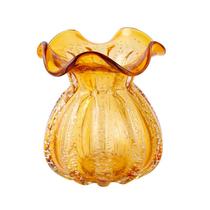 Vaso De Vidro Trouxinha Tipo Murano Âmbar Veneza 14X14X16