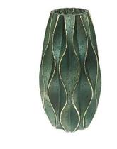 Vaso De Vidro Verde Gold Sala Estar Moderno Decorativo 23cm