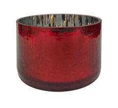 Vaso de Vidro Vermelho Craquelado Castiçal para Casa 12cm