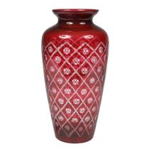 Vaso De Vidro Vermelho E Branco Decorativo 17x32cm - Btc