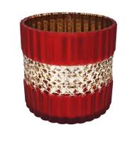 Vaso de Vidro Vermelho Fosco Gold Decorativo para Casa 12cm Vaso de Vidro Vermelho Fosco Gold Decorativo para Casa 12cm