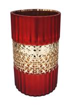 Vaso de Vidro Vermelho Fosco Gold Decorativo para Casa 20cm