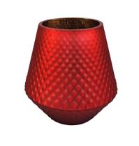 Vaso de Vidro Vermelho Fosco Veludo Decorativo p/ Casa 18cm