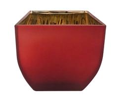 Vaso de Vidro Vermelho Fosco Veludo Quadrado p/ Casa 13cm