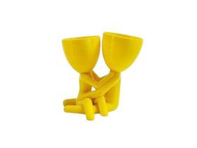 Vaso Decor Dia Dos Namorados Suculentas 13Cm - Amarelo - 3D Art