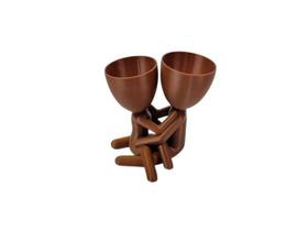Vaso Decor Dia Dos Namorados Suculentas 13Cm - Bronze - 3D Art