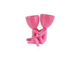 Vaso Decor Dia Dos Namorados Suculentas 13Cm - Rosa - 3D Art