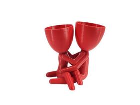 Vaso Decor Dia Dos Namorados Suculentas 15Cm - Vermelho - 3D Art
