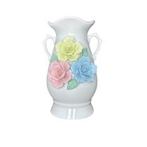 Vaso Decor em Porcelana Estilo Jarro c/Flores Coloridas 14x12x19cm