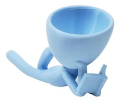 Vaso Decor Leitor Estudante Robert Plant Para Suculentas Azul Claro 15 cm