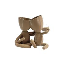 Vaso Decor Robert Casal Selfie Plantas Suculentas Marrom 13 cm