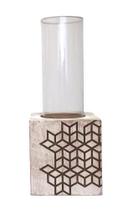 Vaso decor rústico com base e arte moderna paisagem urbana