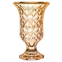 Vaso Decoração De Cristal Com Pé Mesa Sala Flores Casa Âmbar