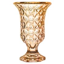 Vaso Decoração De Cristal Com Pé Mesa Sala Flores Casa Âmbar Vaso Decoração De Cristal Com Pé Mesa Sala Flores Casa Âmbar