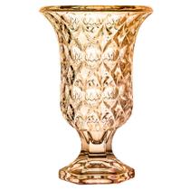 Vaso Decoração De Cristal Com Pé Mesa Sala Flores Casa Âmbar - L'Hermitage