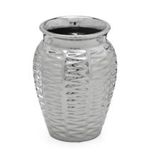 Vaso Decoração Prateado Moderno Luxo Mesa Sala Aparador