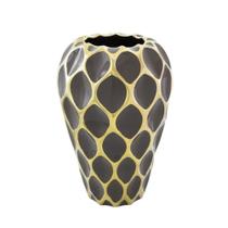 Vaso Decorativ Maior Ceramica Marrom e Dourado Contemporaneo