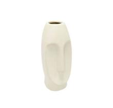 Vaso Decorativo 13cm Ceramica Branco Relevo Carranca Luxo
