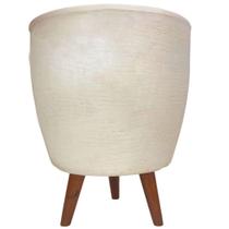 Vaso Decorativo 20cm Com Tripé De Madeira Para Plantas E Flores