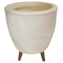 Vaso Decorativo 20cm Com Tripé De Madeira Para Plantas E Flores - Alpe & Aritana