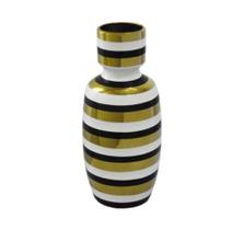 Vaso Decorativo 35x14cm Ceramica Nobre Listrado Branco Luxo
