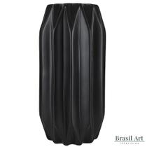 Vaso Decorativo Alto Frisos em Cerâmica Preto Vaso Decorativo Alto Frisos em Cerâmica Preto