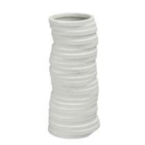 Vaso decorativo argolas em ceramica branco 33,5cm