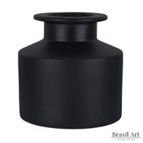 Vaso Decorativo Baixo em Cerâmica Preto