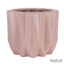 Vaso Decorativo Baixo Frisos em Cerâmica Rose Vaso Decorativo Baixo Frisos em Cerâmica Rose