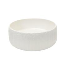 Vaso Decorativo Baixo Redondo Ceramica Branco Texturizado